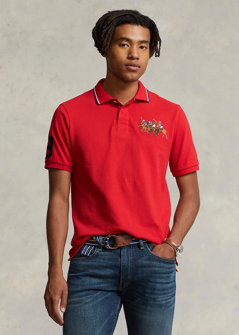 Poleras Polo Polo Ralph Lauren Hombre Custom Slim Fit Triple-Pony Chile Rojas MDUHW-2869